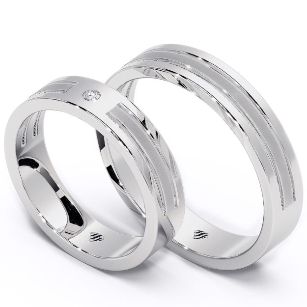 Wedding Rings VX53, 14K Platinum 1