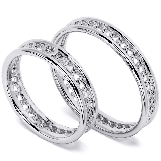 Wedding Rings VA33, 14K Platinum 1