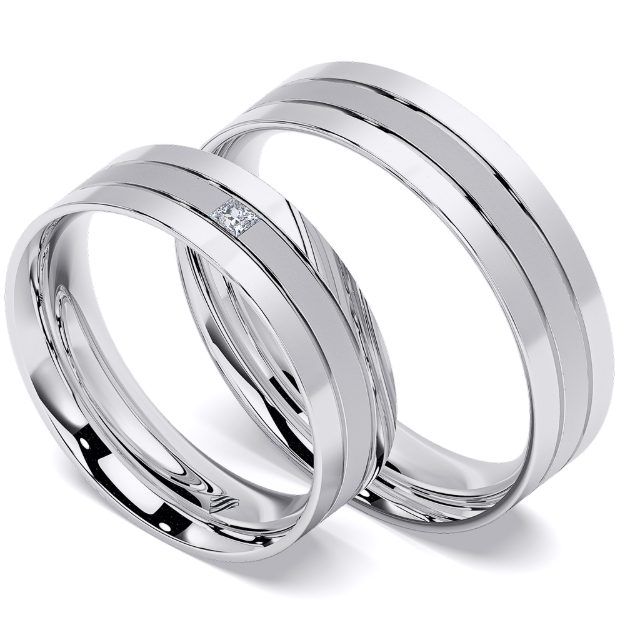 Wedding Rings VA58, 14K Platinum 1