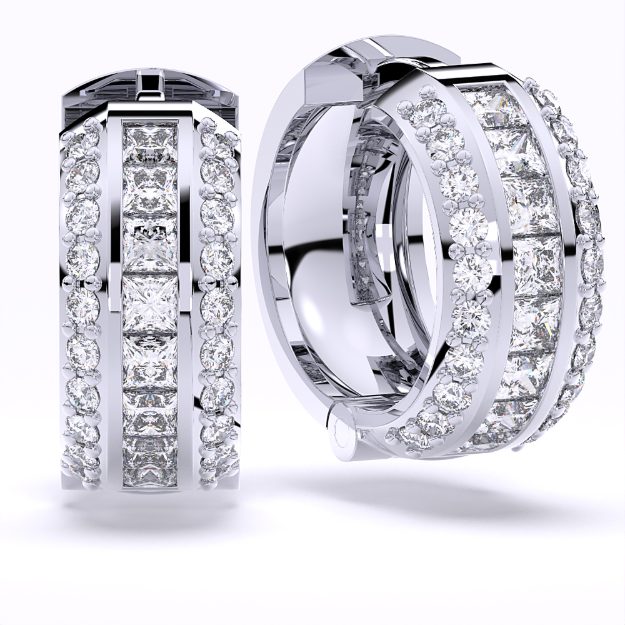 Earrings AC103, 14K White 3
