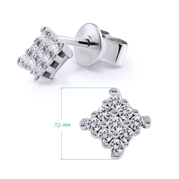 Earrings AC221B, 14K White 2