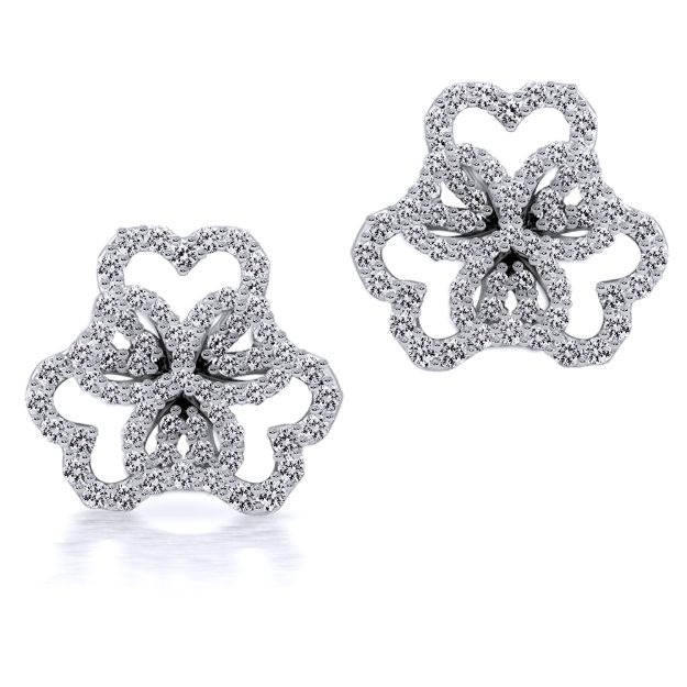 Earrings AC306, 14K White 1