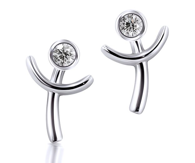 Earrings AC108, 14K White 1