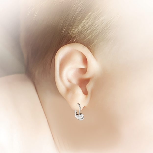 Cercei bebe BB05, 14K Alb 3