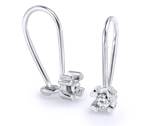 Cercei bebe AC10, 14K Alb 1