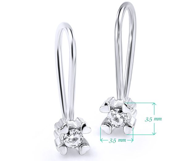 Cercei bebe AC10, 14K Alb 2