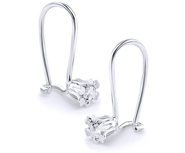 Cercei bebe AC37, 14K Alb 1