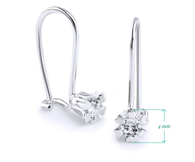 Cercei bebe AC37, 14K Alb 2