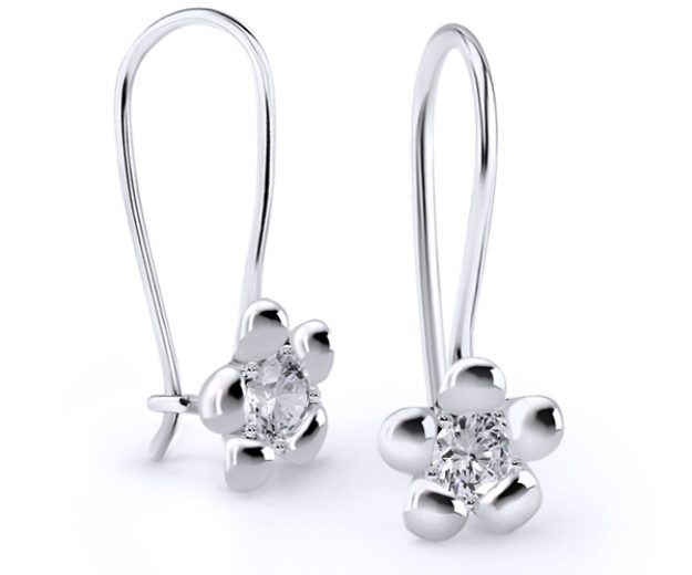 Cercei bebe AC165B, 14K Alb 1