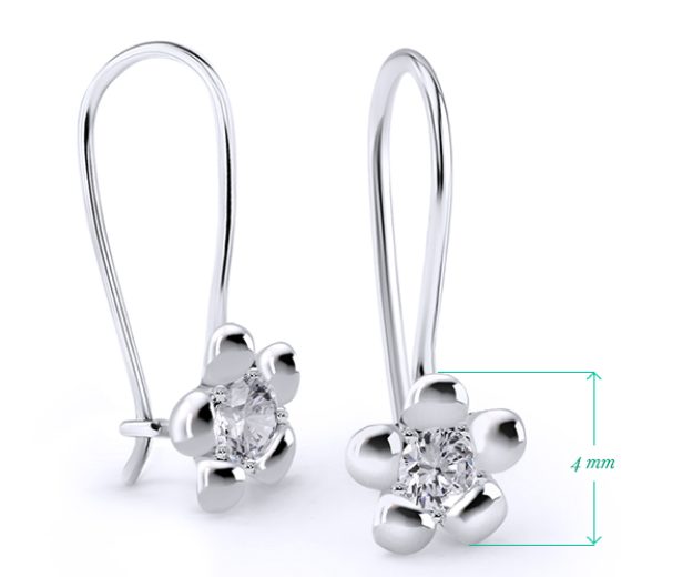 Cercei bebe AC165B, 14K Alb 2
