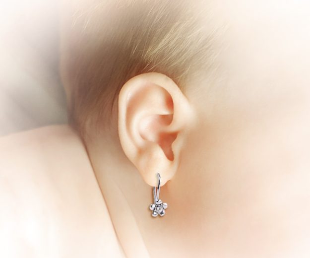 Cercei bebe AC165B, 14K Alb 3