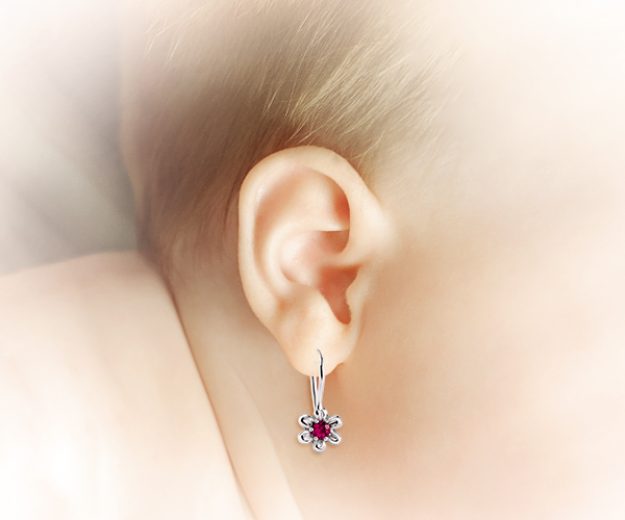 Cercei bebe AC152B, 14K Alb 3