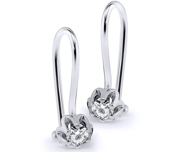Cercei bebe AC273B, 14K Alb 1