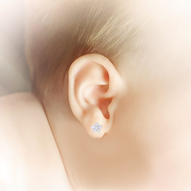 Cercei bebe BB06, 14K Alb 3