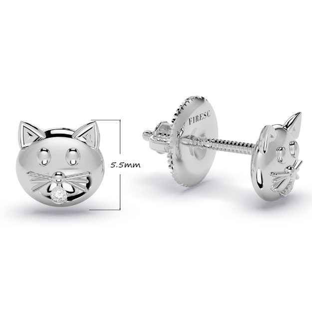 Cercei bebe BB08, 14K Alb 2