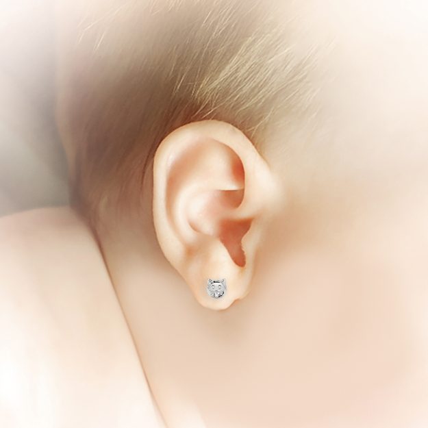 Cercei bebe BB08, 14K Alb 3