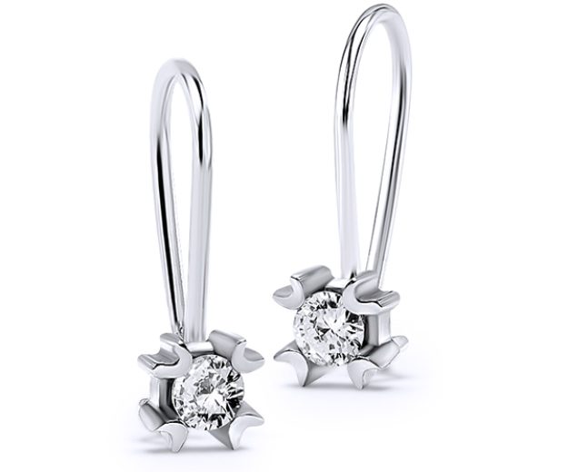 Cercei bebe AC06, 14K Alb 1