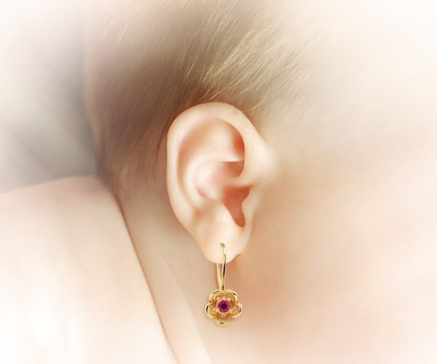 Cercei bebe AC101B, 14K Galben 3