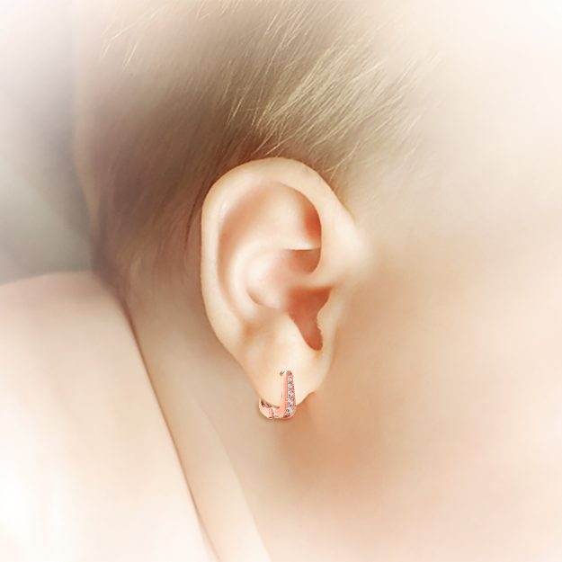 Cercei bebe AC378C, 14K Roz 3