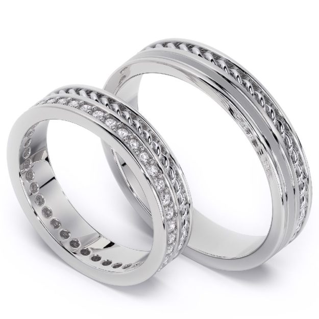 Wedding Rings VA115, 14K Platinum 2