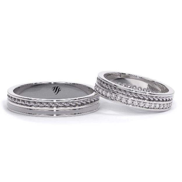 Wedding Rings VA115, 14K Platinum 3