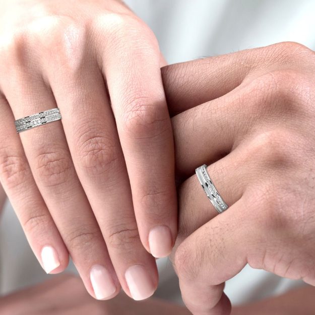 Wedding Rings VA115, 14K Platinum 4