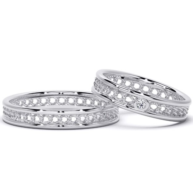 Wedding Rings VA33, 14K Platinum 3