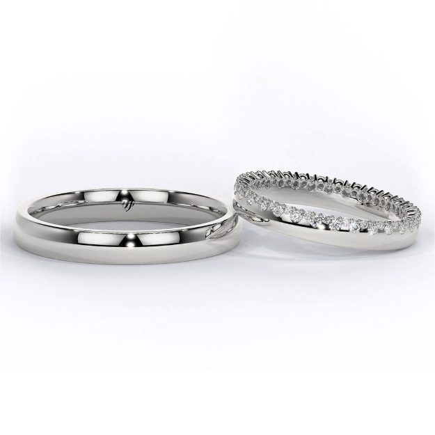 Wedding Rings VA117, 14K Platinum 2