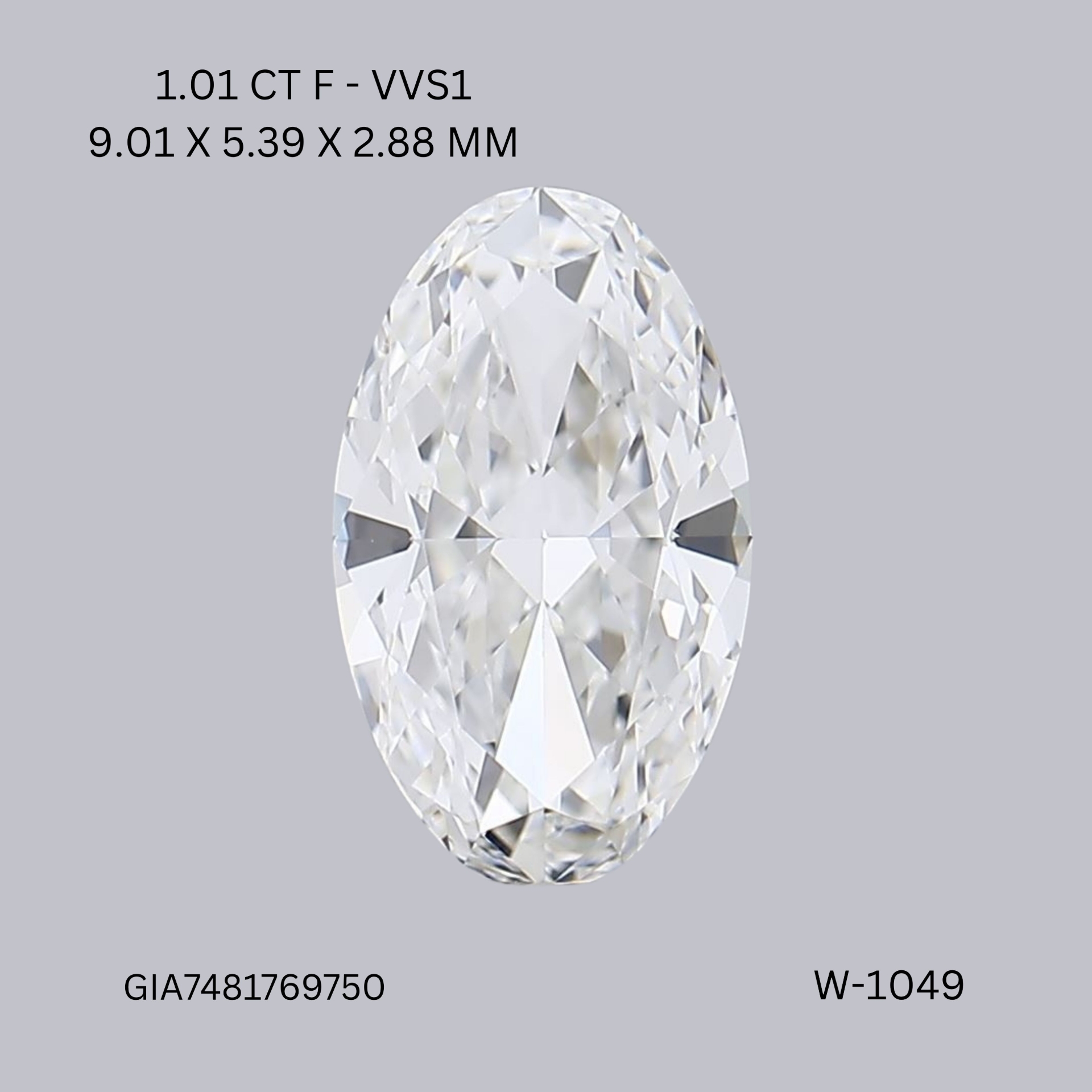 Diamond Natural 1,01Ct F-VVS1 Oval - GIA7481769750 1