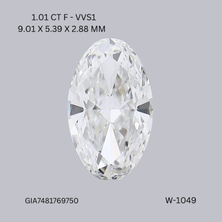 Diamond Natural 1,01Ct F-VVS1 Oval - GIA7481769750 1