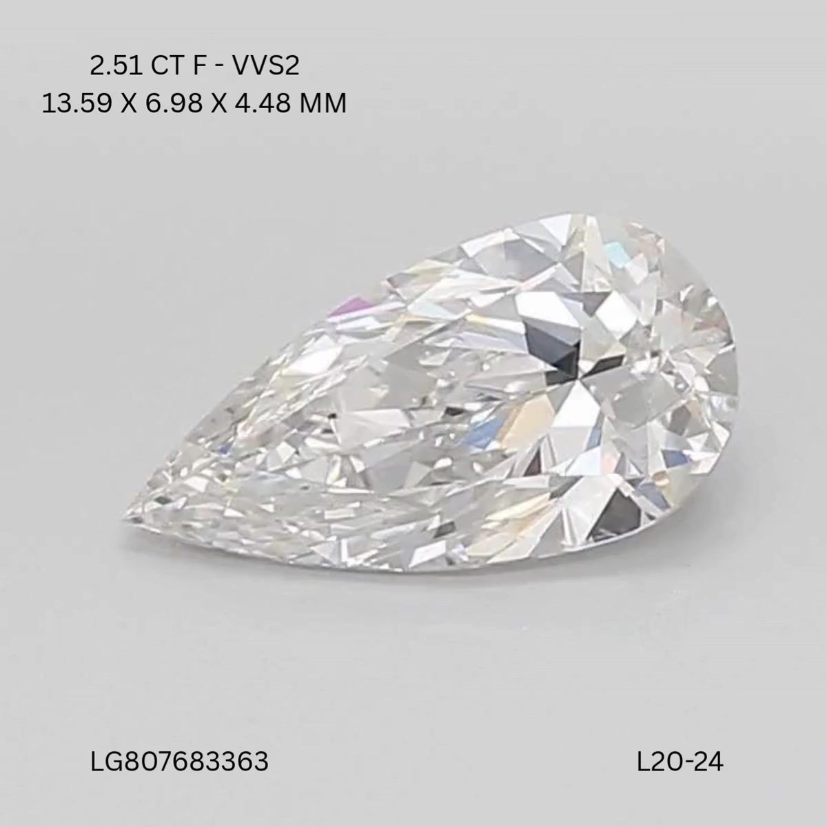 Lab Grown Diamond Lab-grown 2,5Ct F-VVS2 Pear - IGILG807683363 1