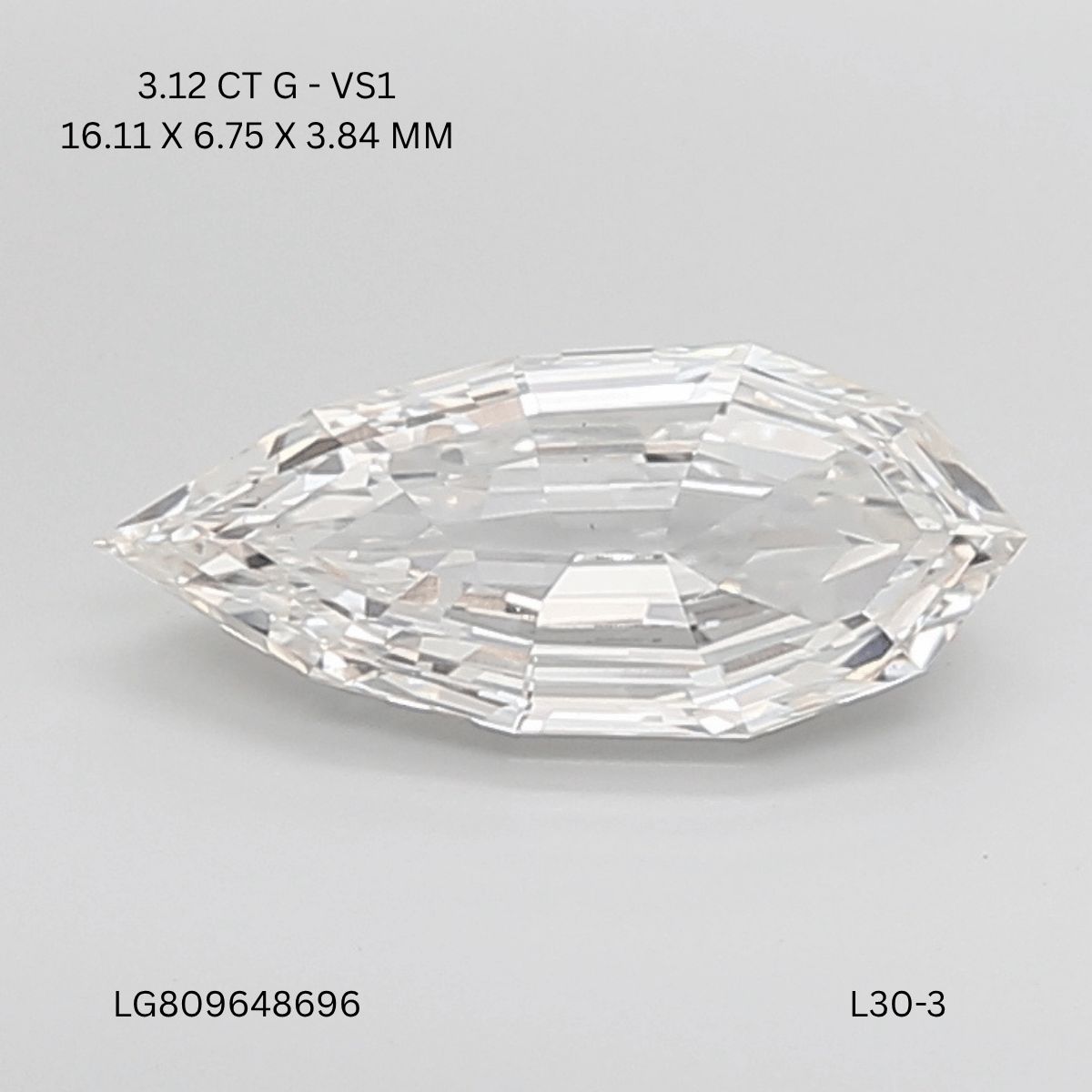 Lab Grown Diamond Lab-grown 3,12Ct G-VS1 Pear - IGILG809648696 1