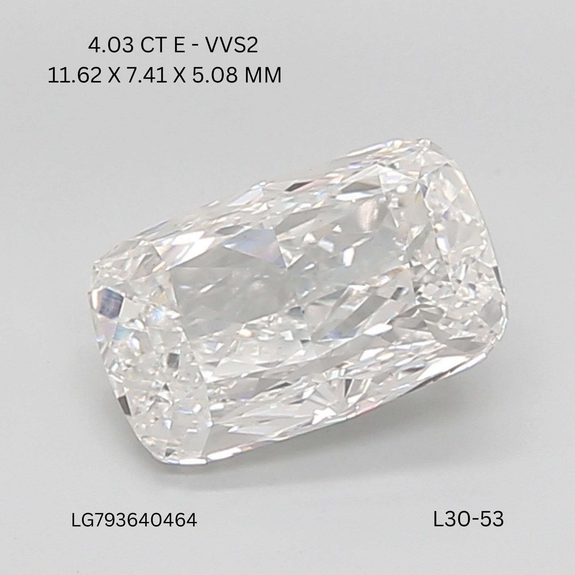 Lab Grown Diamond Lab-grown 4,03Ct E-VVS2 Cushion - IGILG793640464