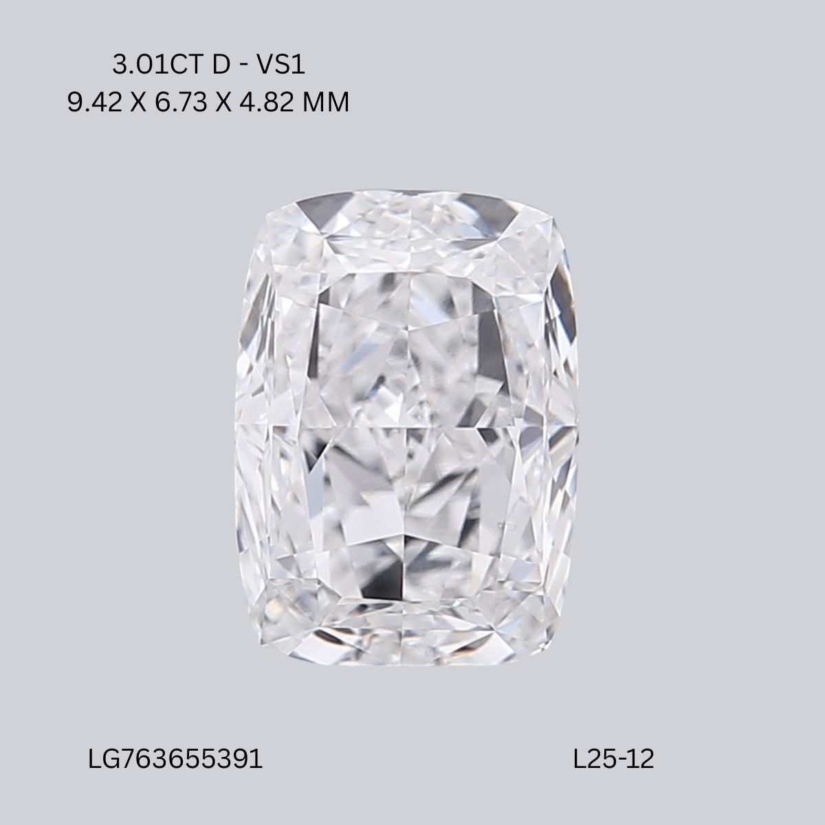 Lab Grown Diamond Lab-grown 3,01Ct D-VS1 Cushion - IGILG763655391 1