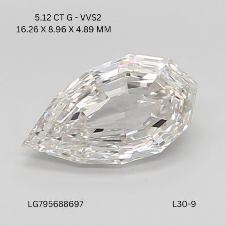 Lab Grown Diamond Lab-grown 5,12Ct G-VVS2 Pear - IGILG795688697 1