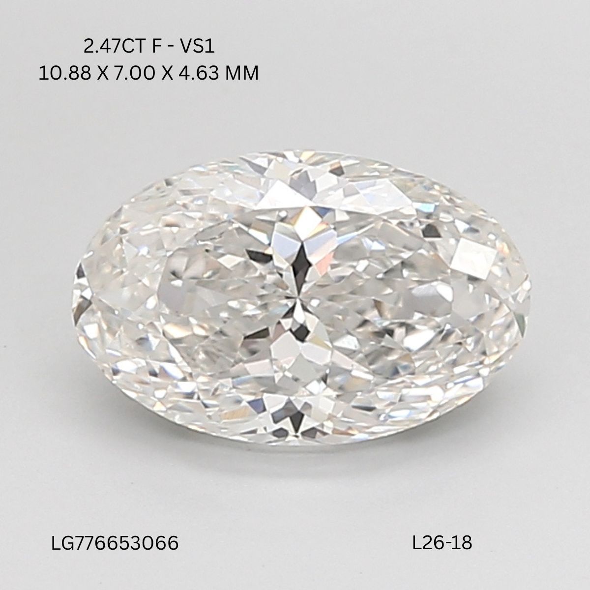 Lab Grown Diamond Lab-grown 2,47Ct F-VS1 Oval - IGILG776653066 1
