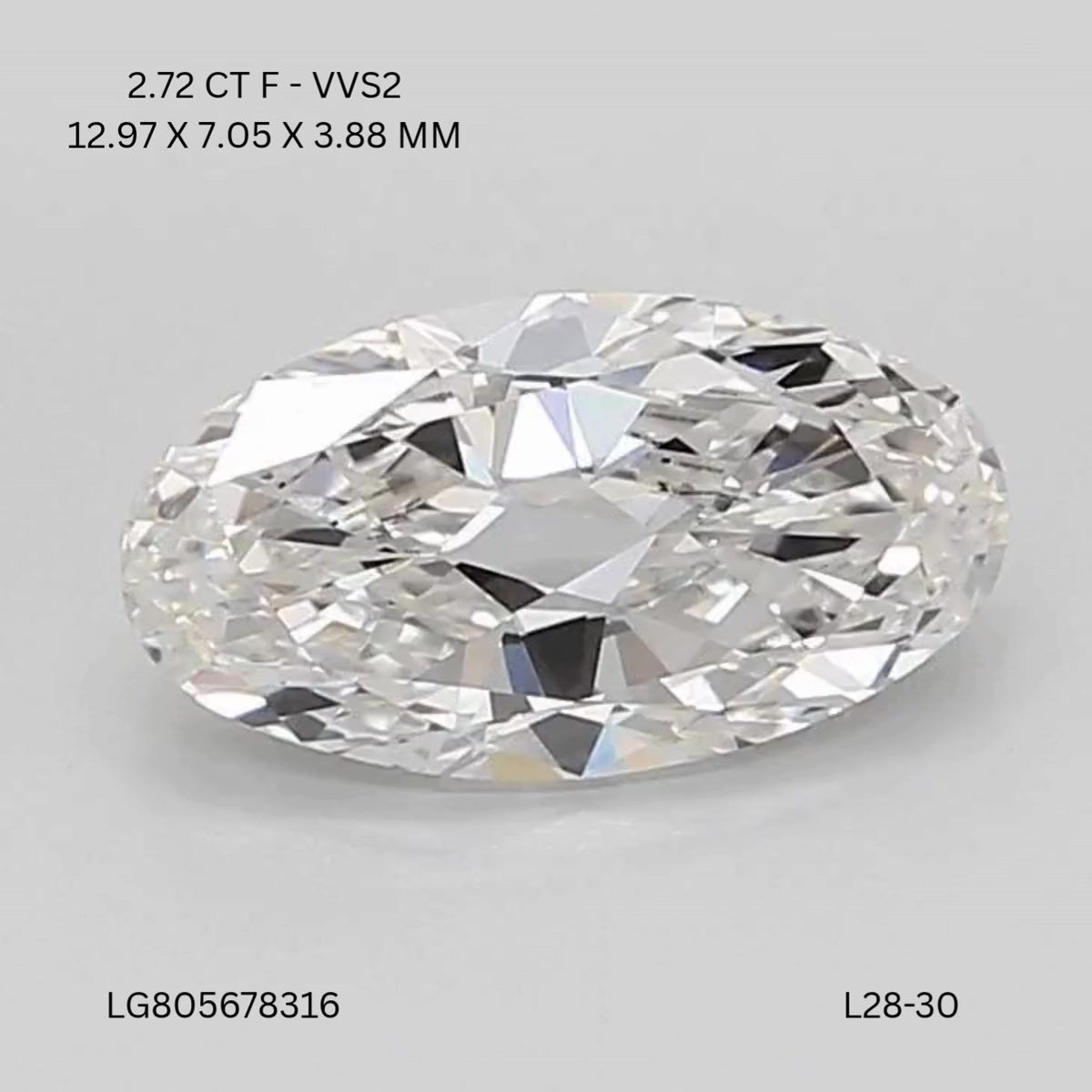 Lab Grown Diamond Lab-grown 2,72Ct F-VVS2 Oval - IGILG805678316 1
