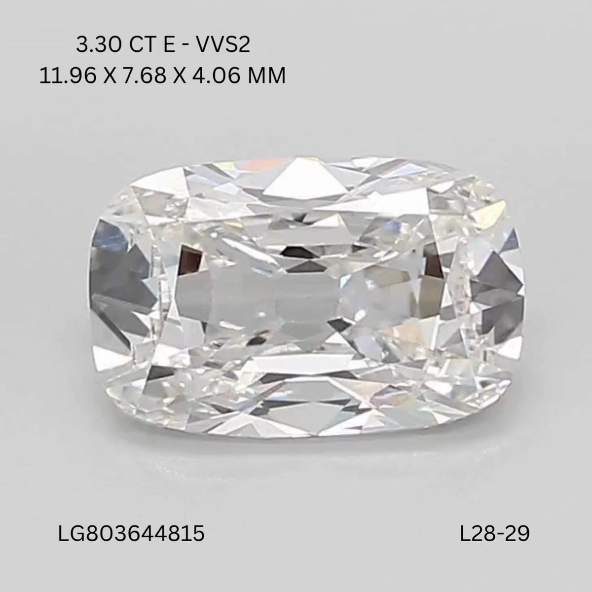 Lab Grown Diamond Lab-grown 3,3Ct E-VVS2 Cushion - IGILG803644815