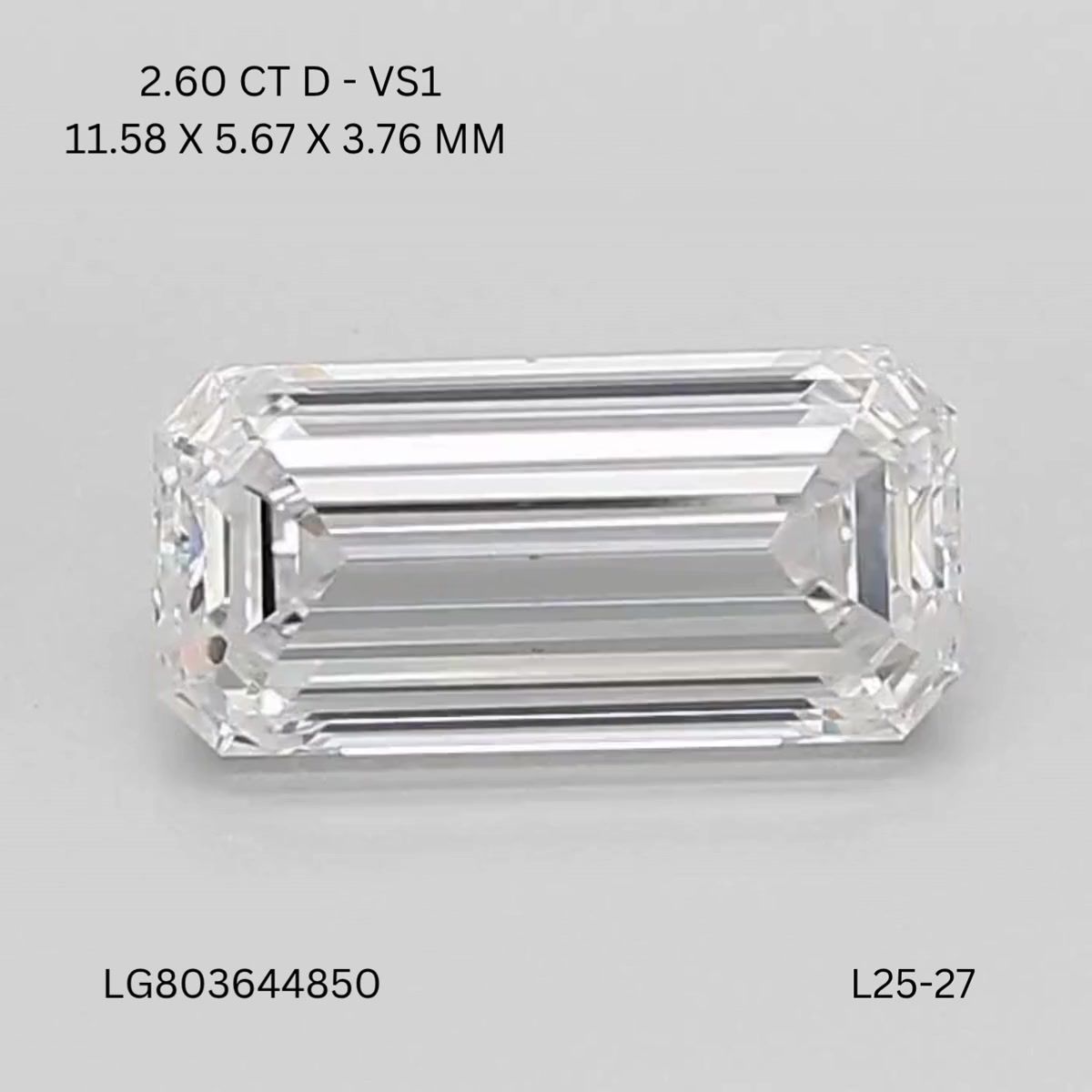 Lab Grown Diamond Lab-grown 2,6Ct D-VS1 Emerald - IGILG803644850 1