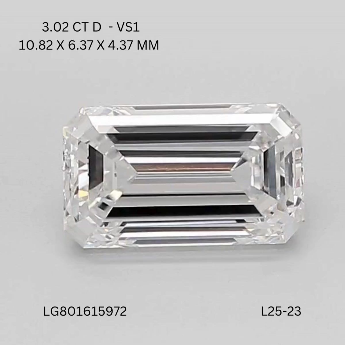 Lab Grown Diamond Lab-grown 3,02Ct D-VS1 Emerald - IGILG801615972 1