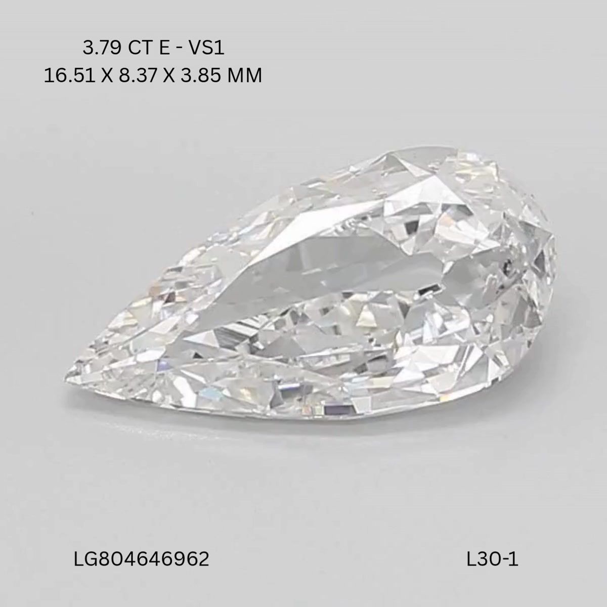Lab Grown Diamond Lab-grown 3,79Ct E-VS1 Pear - IGILG804646962 1