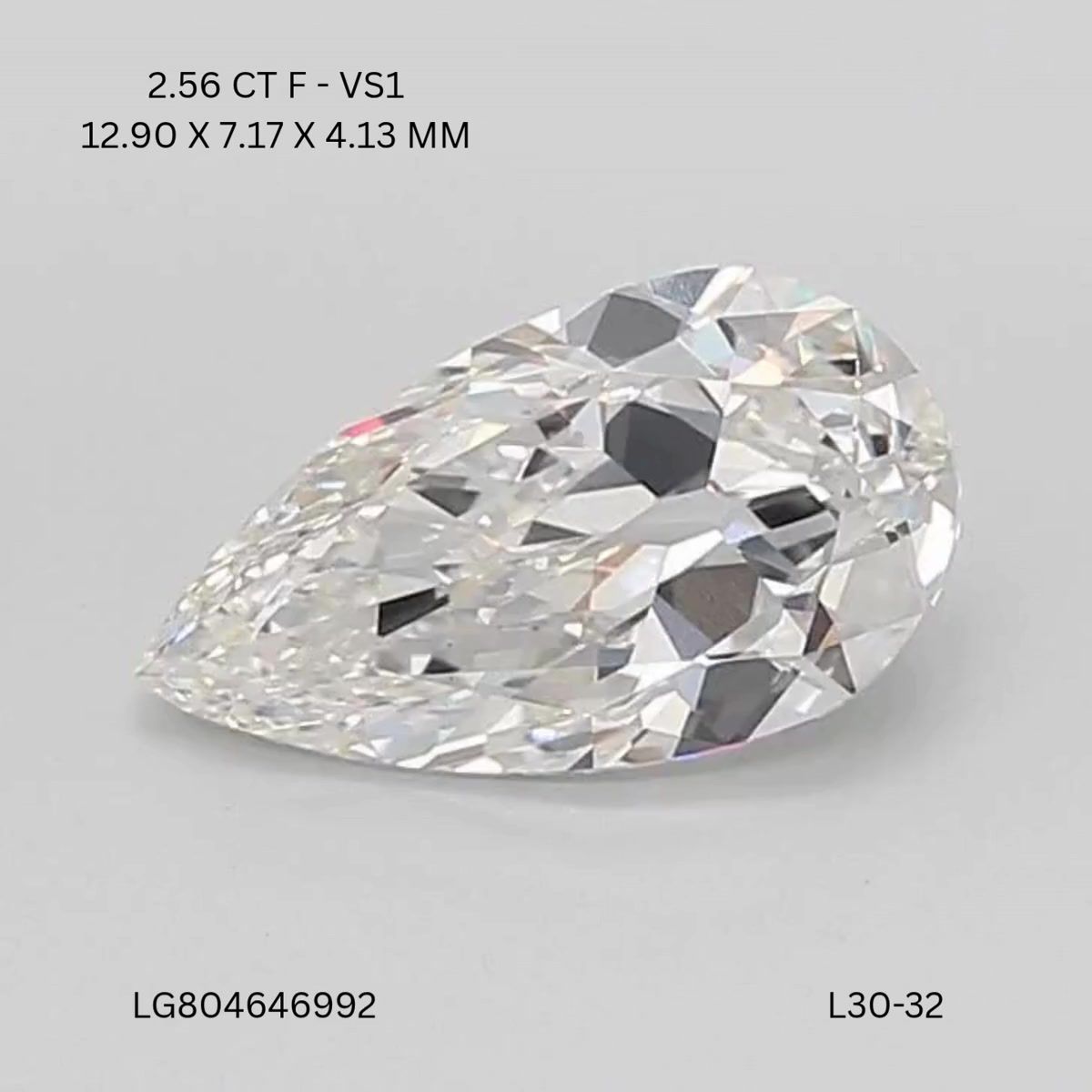 Lab Grown Diamond Lab-grown 2,56Ct F-VS1 Pear - IGILG804646992 1