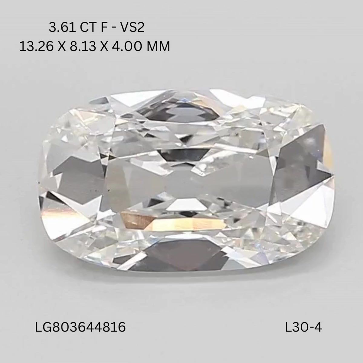 Lab Grown Diamond Lab-grown 3,61Ct F-VS2 Cushion - IGILG803644816 1