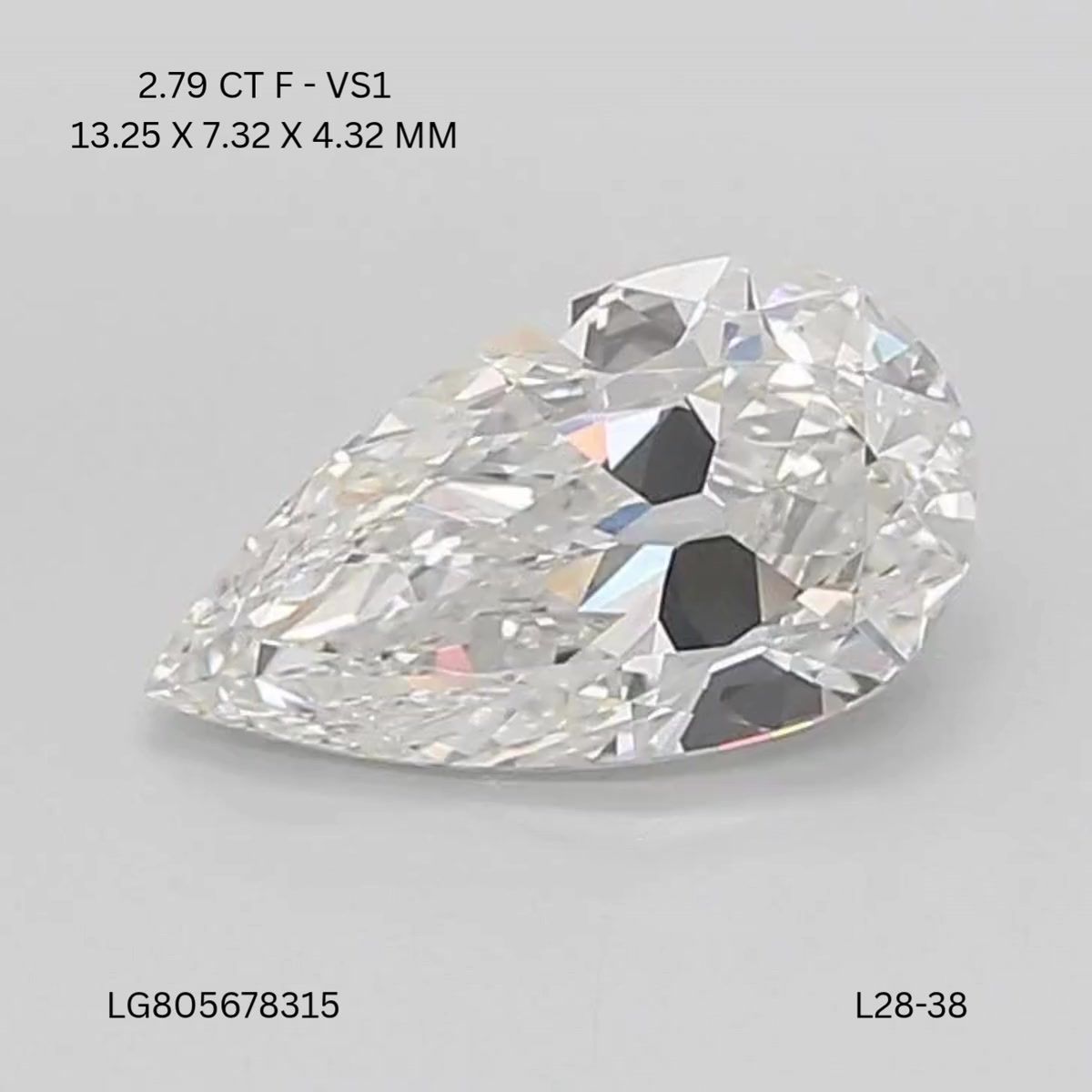 Lab Grown Diamond Lab-grown 2,79Ct F-VS1 Pear - IGILG805678315 1