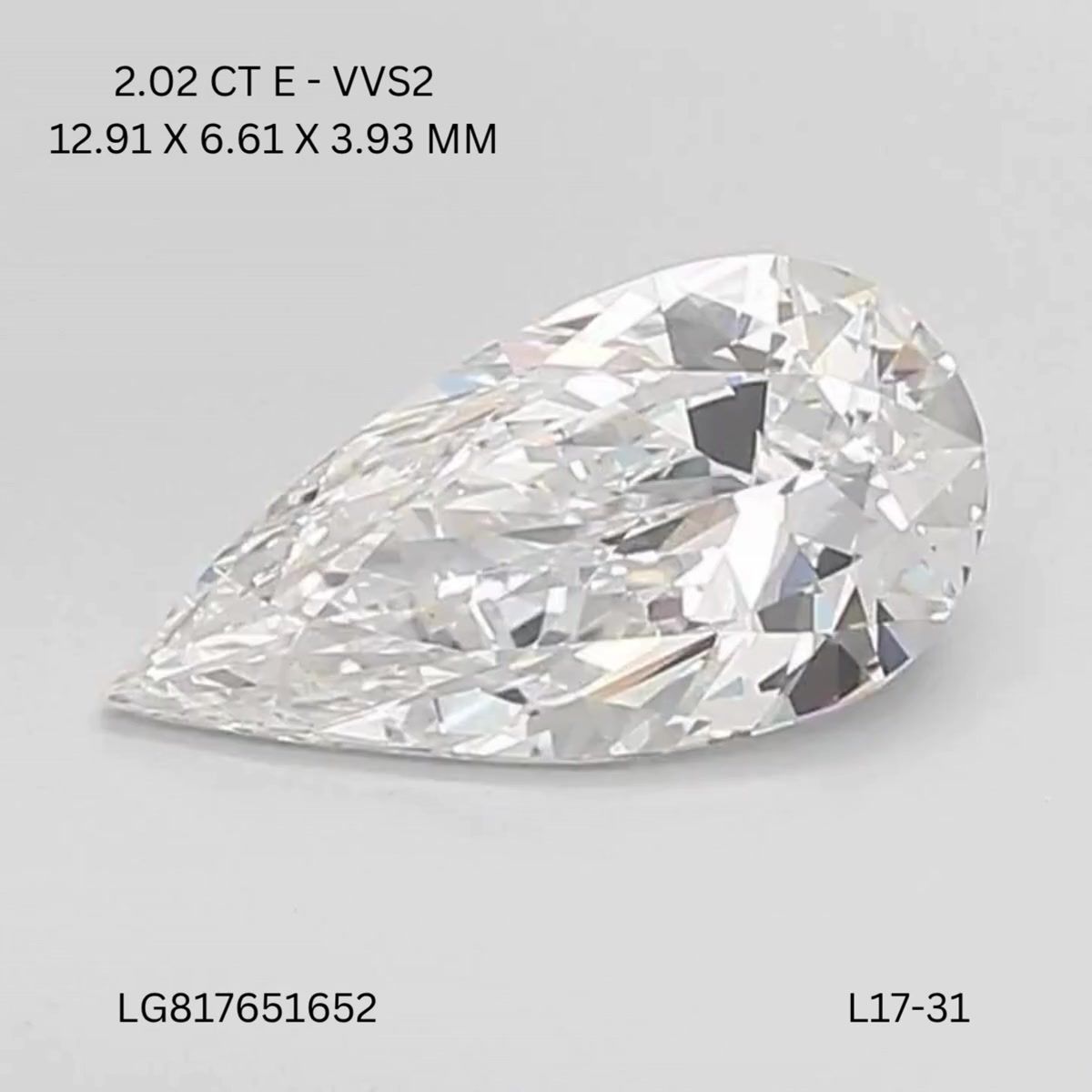 Lab Grown Diamond Lab-grown 2,02Ct E-VVS2 Pear - IGILG817651652 1