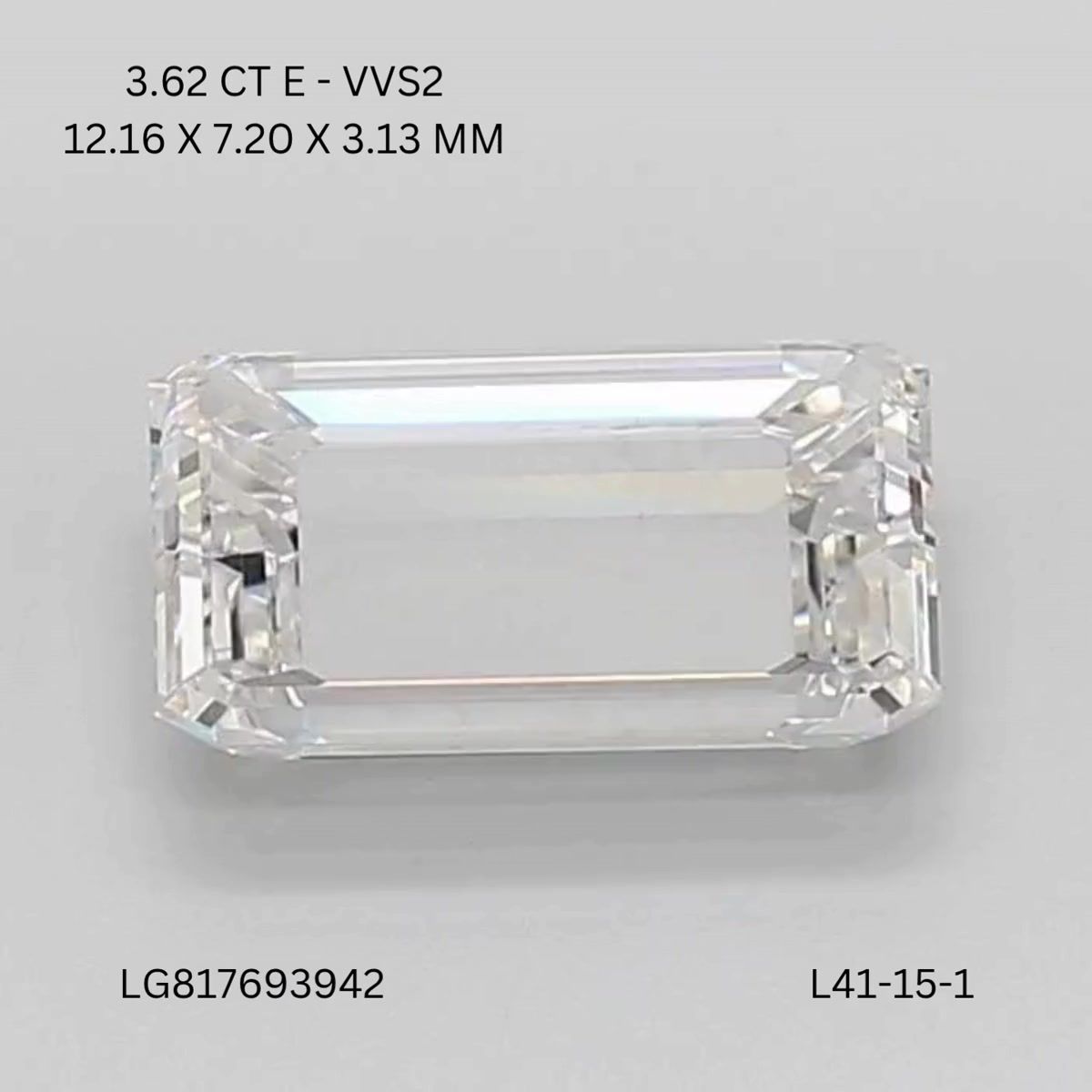 Lab Grown Diamond 3,62Ct E-VVS2 Emerald - IGILG817693942 1