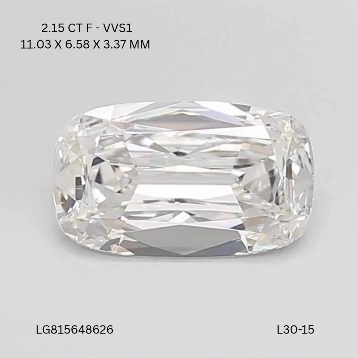 Lab Grown Diamond 2,15Ct F-VVS1 Cushion - IGILG815648626 1
