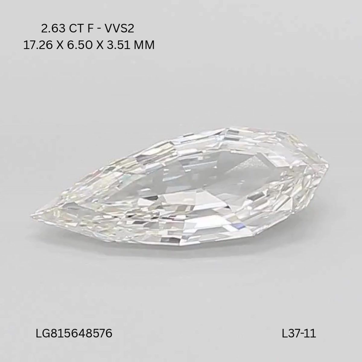 Lab Grown Diamond 2,63Ct F-VVS2 Pear - IGILG815648576 1