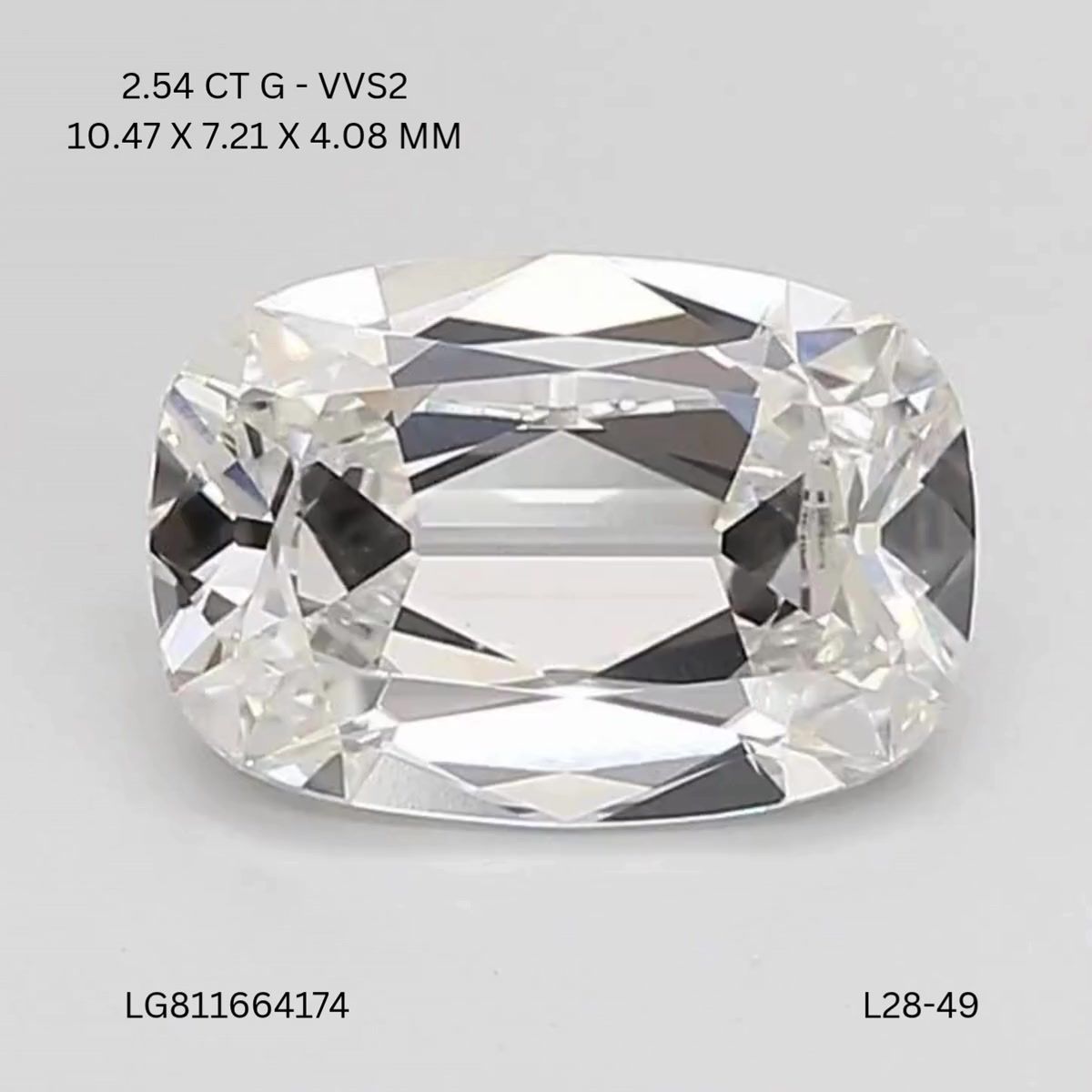 Lab Grown Diamond 2,54Ct G-VVS2 Cushion - IGILG811664174 1