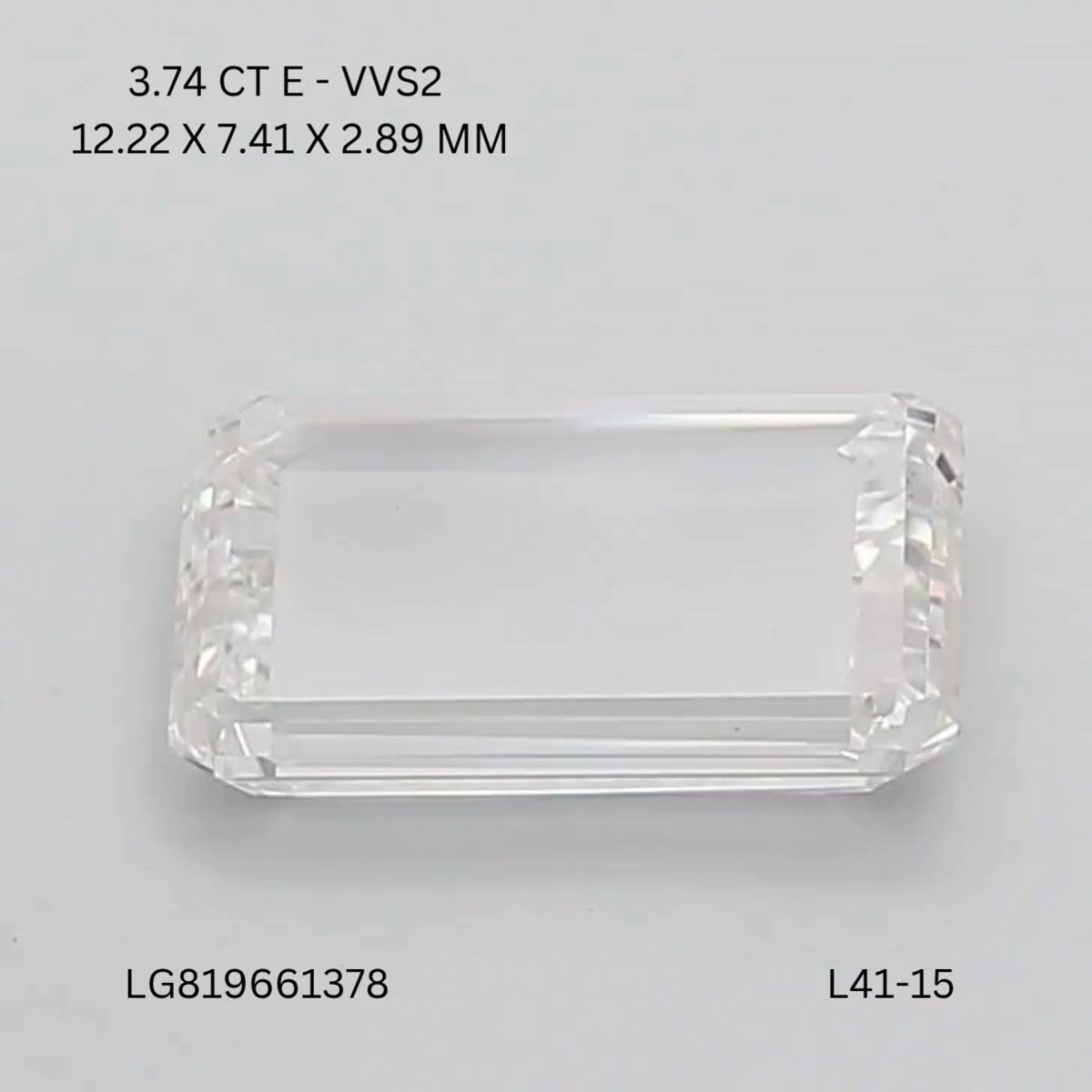 Lab Grown Diamond 3,74Ct E-VVS2 Emerald - IGILG819661378 1